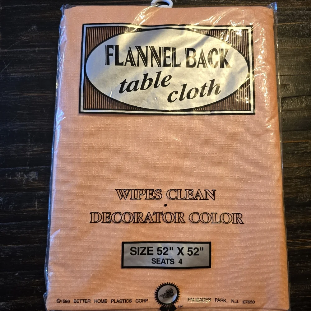 2 1996 flannel back Plastic tablecloth 52” x‎ 52‘’ Green Wipes Clean NIP Picnic